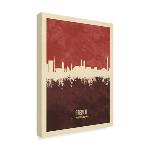 Michael Tompsett 'Bremen Germany Skyline Red Ii' Canvas Art,24x32